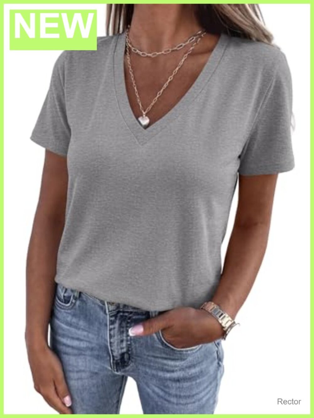 Womens V Neck T Shirt Cotton Blend Short Sleeve Summer Casual Top